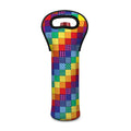 Rainbow Patchwork Pattern Print Single Neoprene Wine Tote