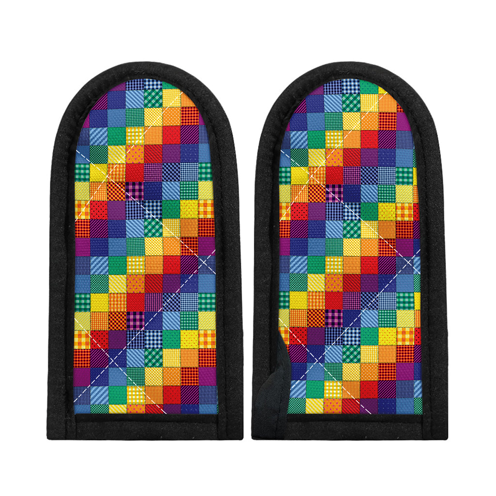 Rainbow Patchwork Pattern Print Skillet Handle Cover