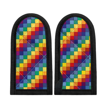 Rainbow Patchwork Pattern Print Skillet Handle Cover