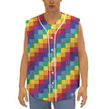 Rainbow Patchwork Pattern Print Sleeveless Baseball Jersey
