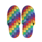 Rainbow Patchwork Pattern Print Slippers