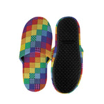 Rainbow Patchwork Pattern Print Slippers