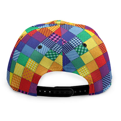 Rainbow Patchwork Pattern Print Snapback Cap