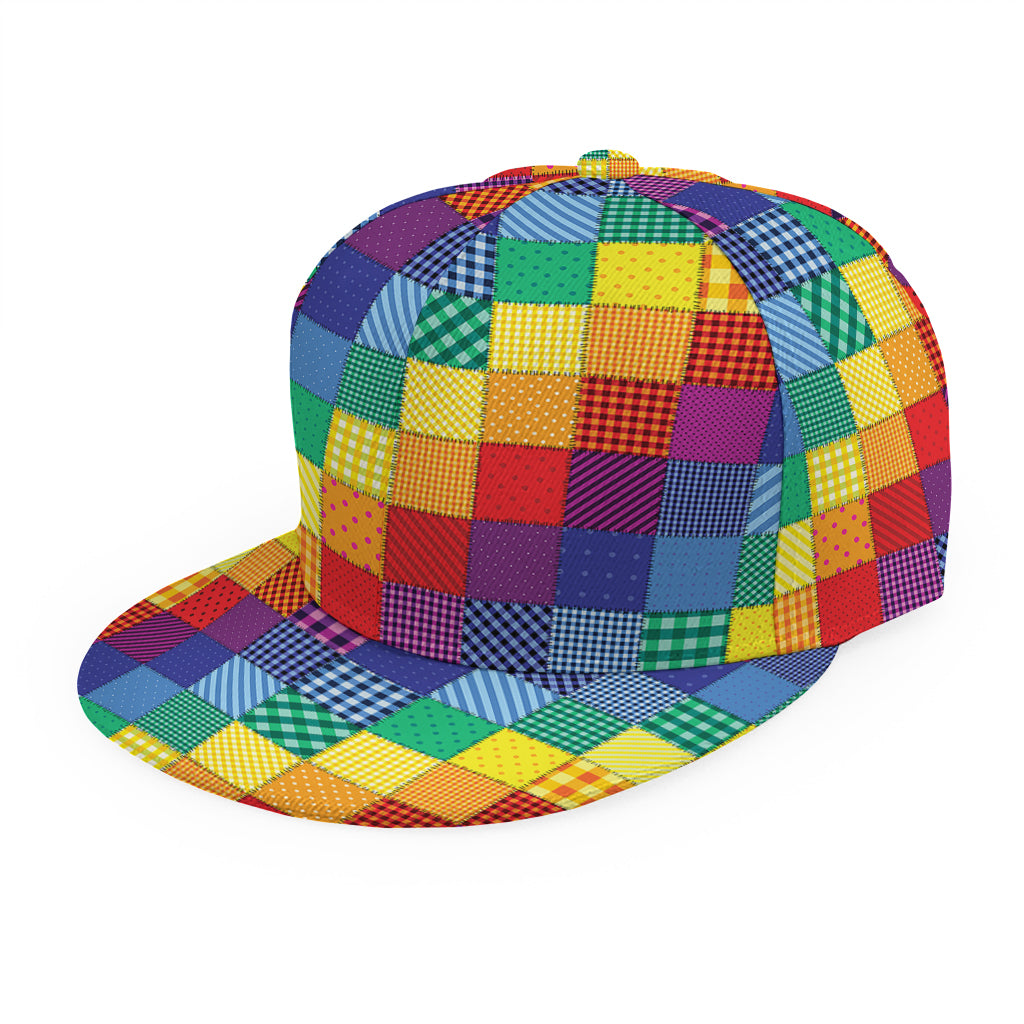 Rainbow Patchwork Pattern Print Snapback Cap