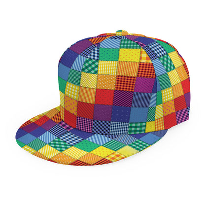Rainbow Patchwork Pattern Print Snapback Cap