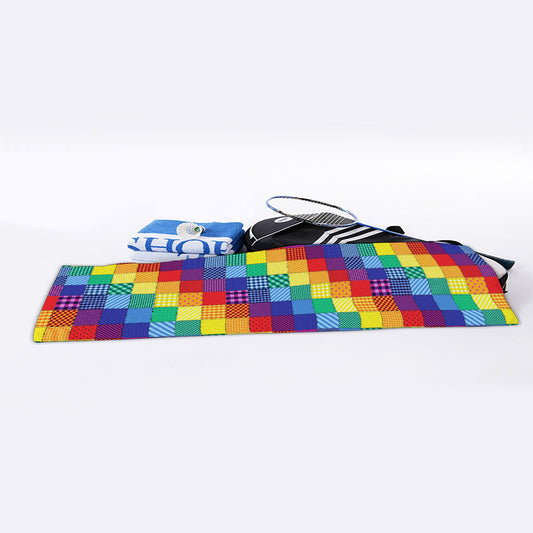Rainbow Patchwork Pattern Print Sports Towel