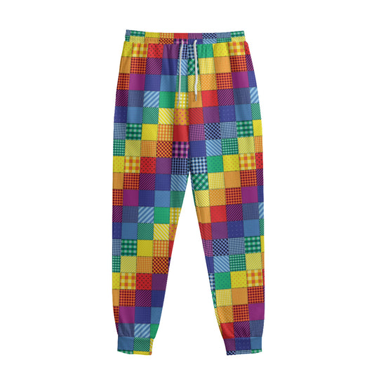 Rainbow Patchwork Pattern Print Sweatpants