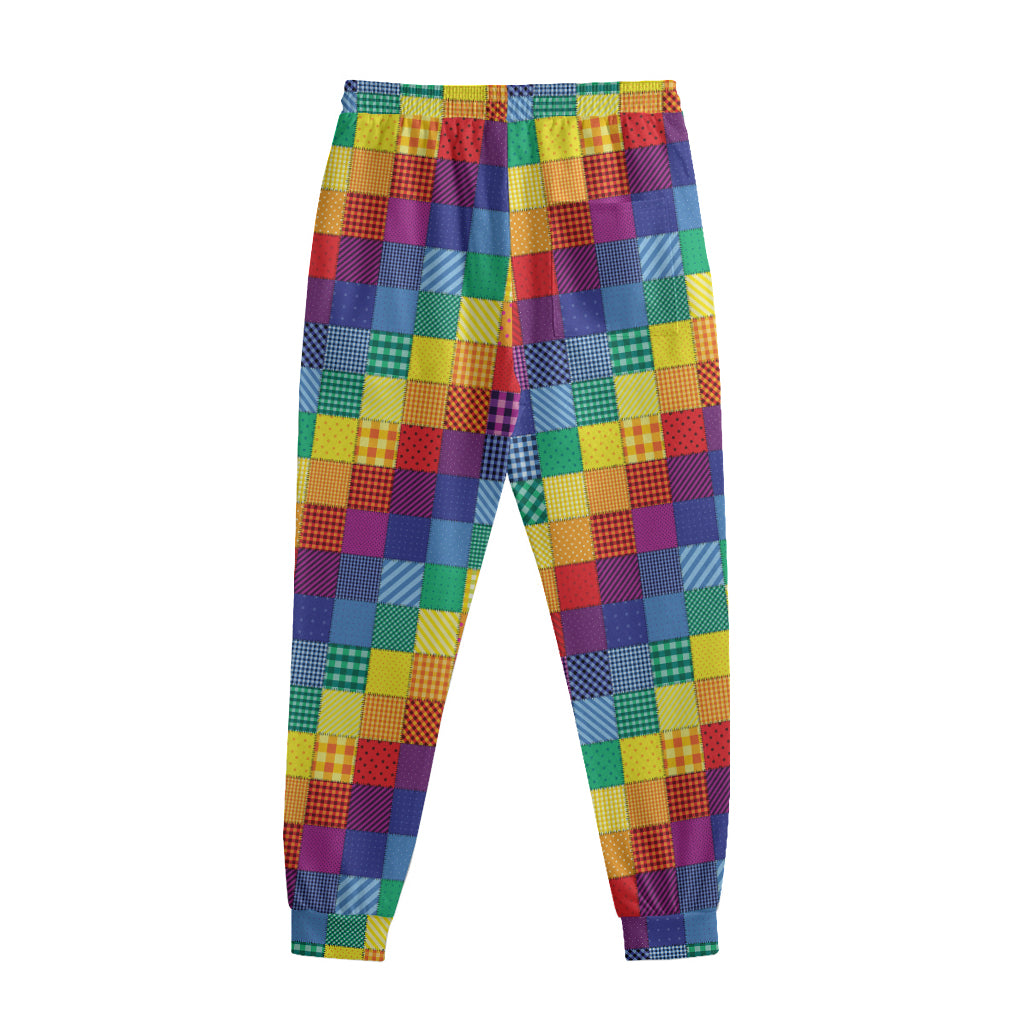 Rainbow Patchwork Pattern Print Sweatpants
