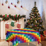 Rainbow Patchwork Pattern Print Tablecloth