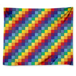 Rainbow Patchwork Pattern Print Tapestry