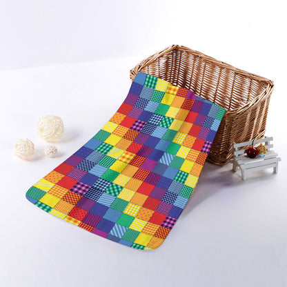 Rainbow Patchwork Pattern Print Towel