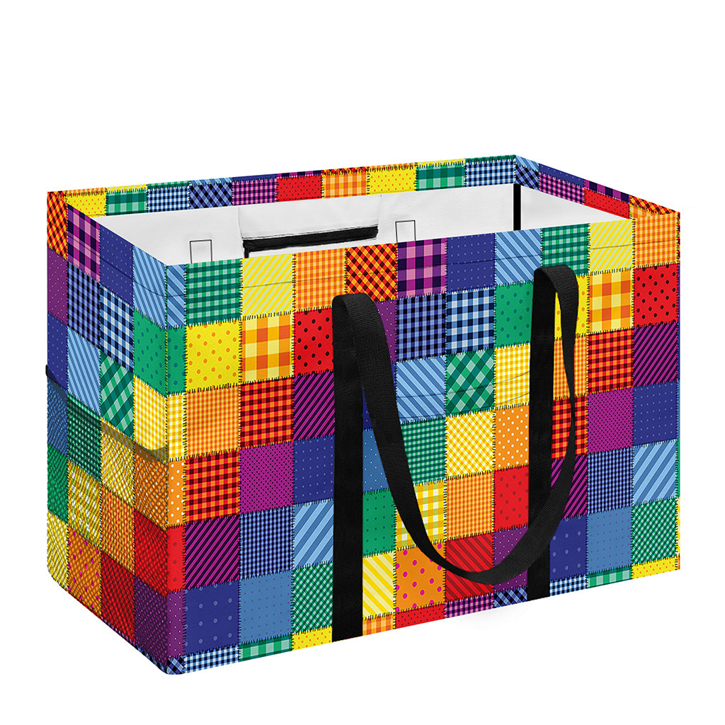 Rainbow Patchwork Pattern Print Utility Tote Bag
