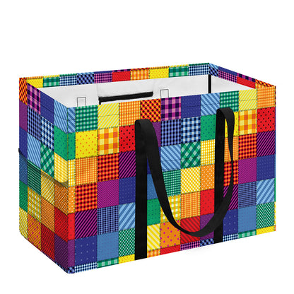 Rainbow Patchwork Pattern Print Utility Tote Bag