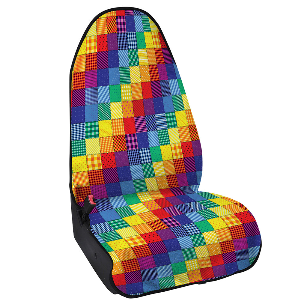 Rainbow Patchwork Pattern Print Waterproof Car Seat Cover