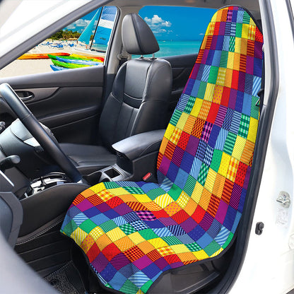 Rainbow Patchwork Pattern Print Waterproof Car Seat Cover