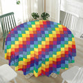 Rainbow Patchwork Pattern Print Waterproof Round Tablecloth