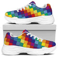 Rainbow Patchwork Pattern Print White Chunky Shoes
