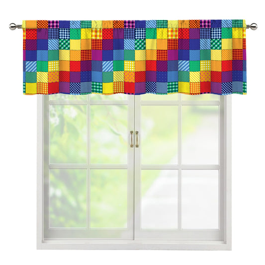 Rainbow Patchwork Pattern Print Window Valance