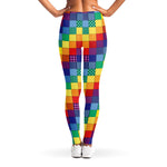 Rainbow Patchwork Pattern Print Women's Leggings
