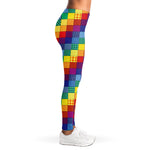 Rainbow Patchwork Pattern Print Women's Leggings