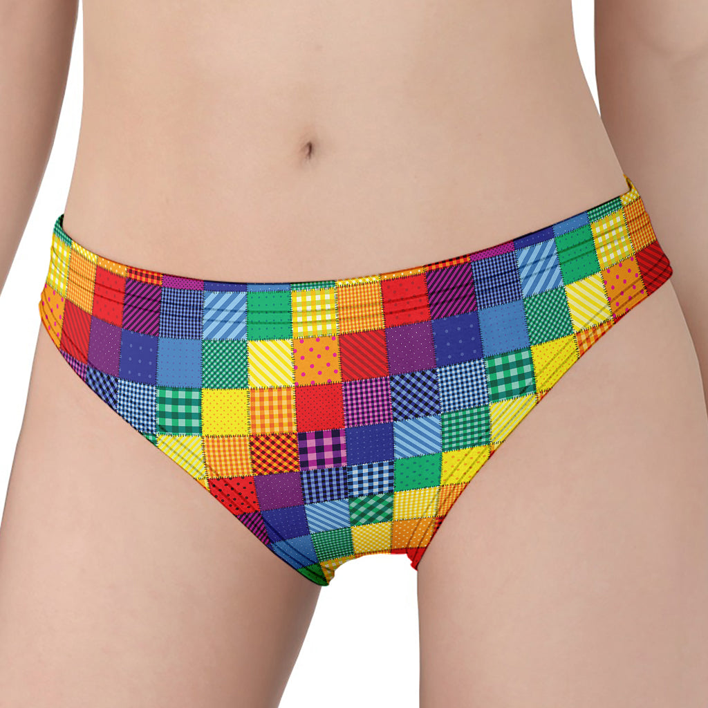 Rainbow Patchwork Pattern Print Women's Panties