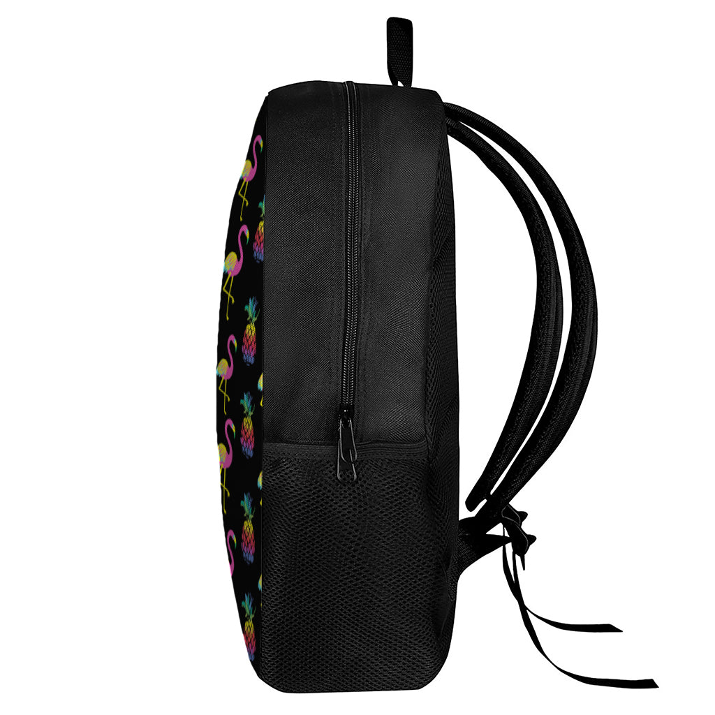 Rainbow Pineapple And Flamingo Print 17 Inch Backpack