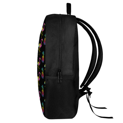Rainbow Pineapple And Flamingo Print 17 Inch Backpack