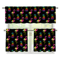Rainbow Pineapple And Flamingo Print 3 Piece Kitchen Curtains