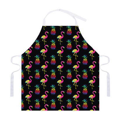 Rainbow Pineapple And Flamingo Print Adjustable Apron