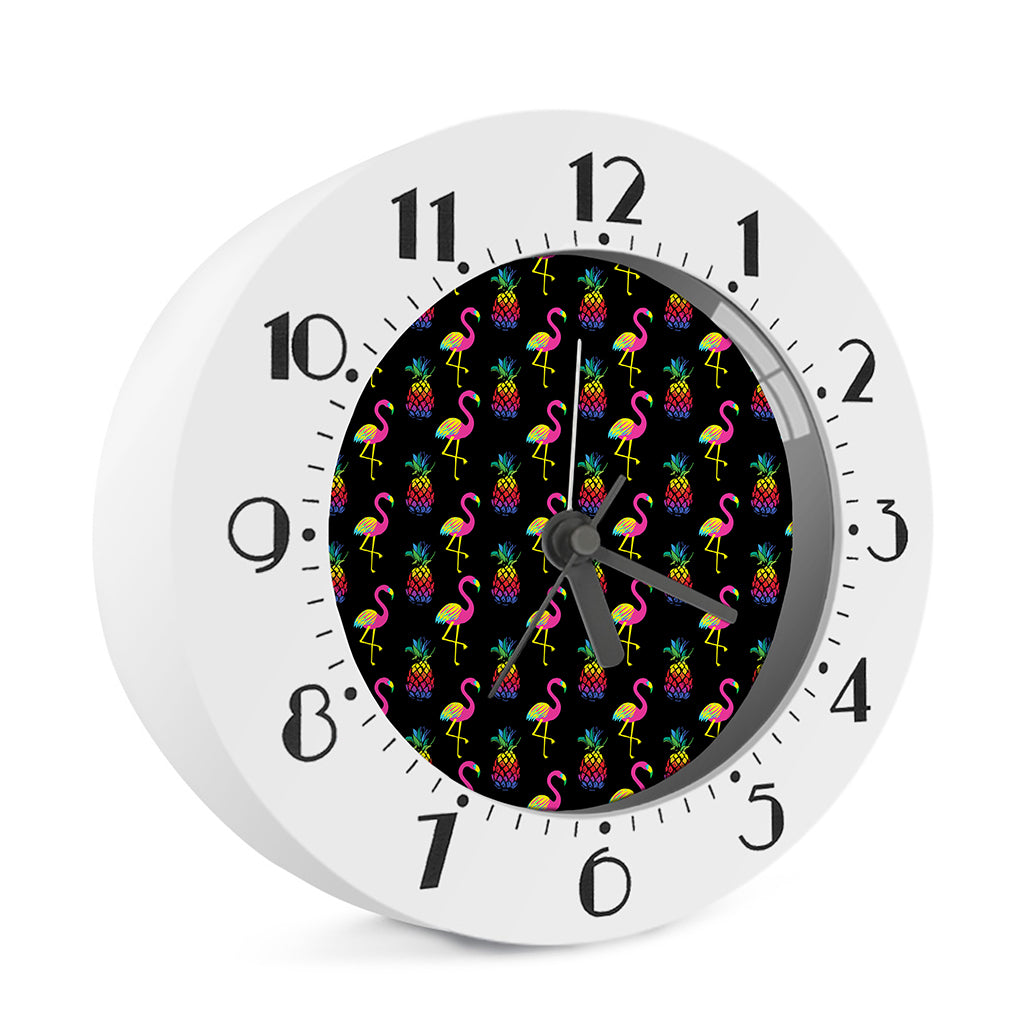 Rainbow Pineapple And Flamingo Print Alarm Clock