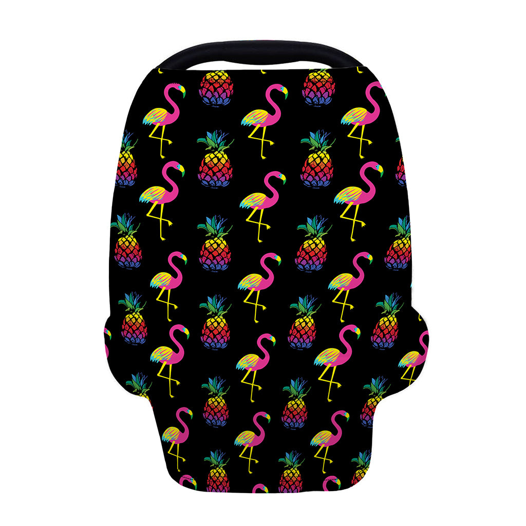Rainbow Pineapple And Flamingo Print Baby Seat Cover