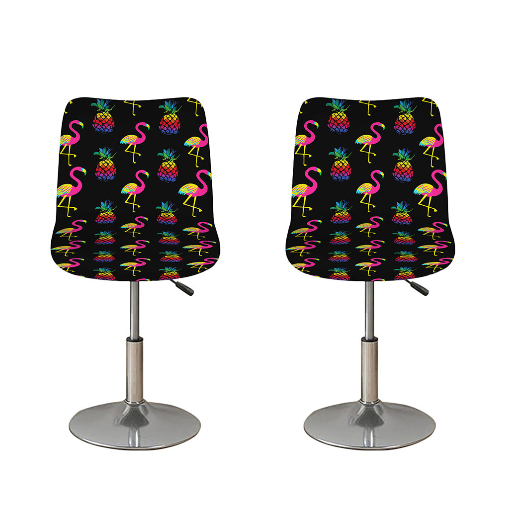 Rainbow Pineapple And Flamingo Print Bar Stool Covers
