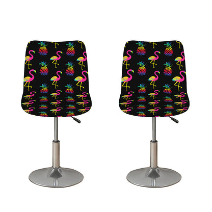 Rainbow Pineapple And Flamingo Print Bar Stool Covers