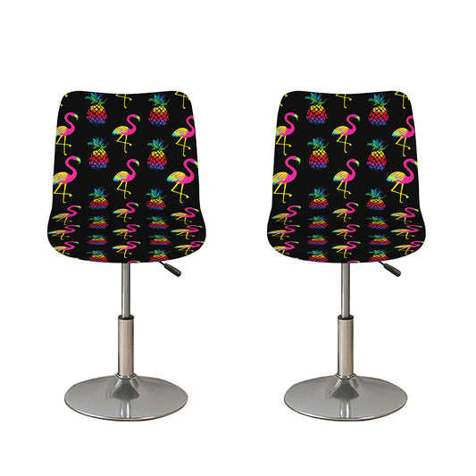Rainbow Pineapple And Flamingo Print Bar Stool Covers