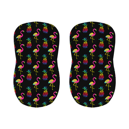 Rainbow Pineapple And Flamingo Print Bar Stool Covers