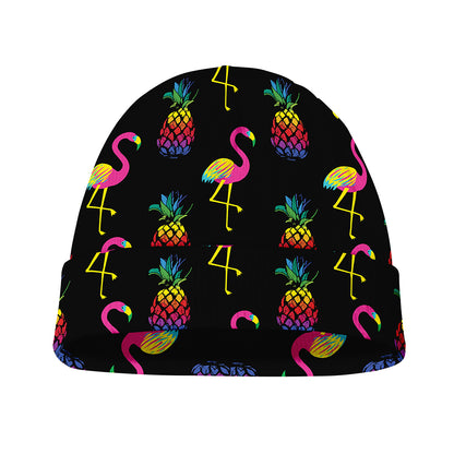 Rainbow Pineapple And Flamingo Print Beanie