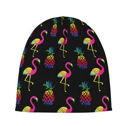 Rainbow Pineapple And Flamingo Print Beanie