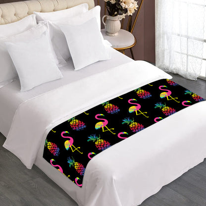 Rainbow Pineapple And Flamingo Print Bed Runner
