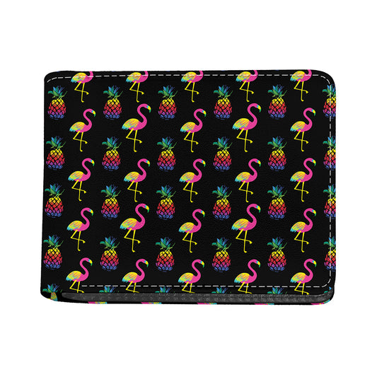 Rainbow Pineapple And Flamingo Print Bifold Wallet