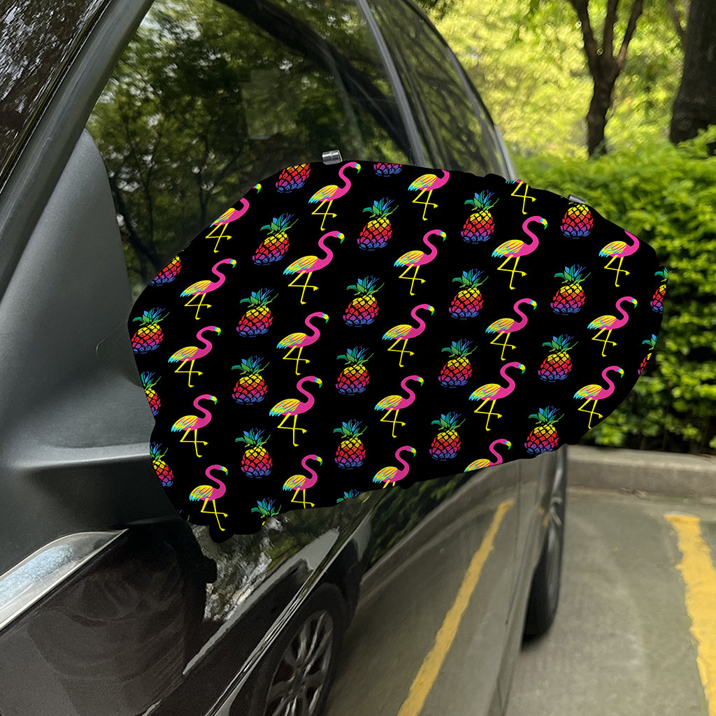 Rainbow Pineapple And Flamingo Print Car Side Mirror Covers