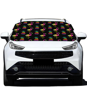 Rainbow Pineapple And Flamingo Print Car Windshield Snow Cover