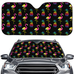 Rainbow Pineapple And Flamingo Print Car Windshield Sun Shade