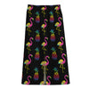 Rainbow Pineapple And Flamingo Print Cotton Front Slit Maxi Skirt