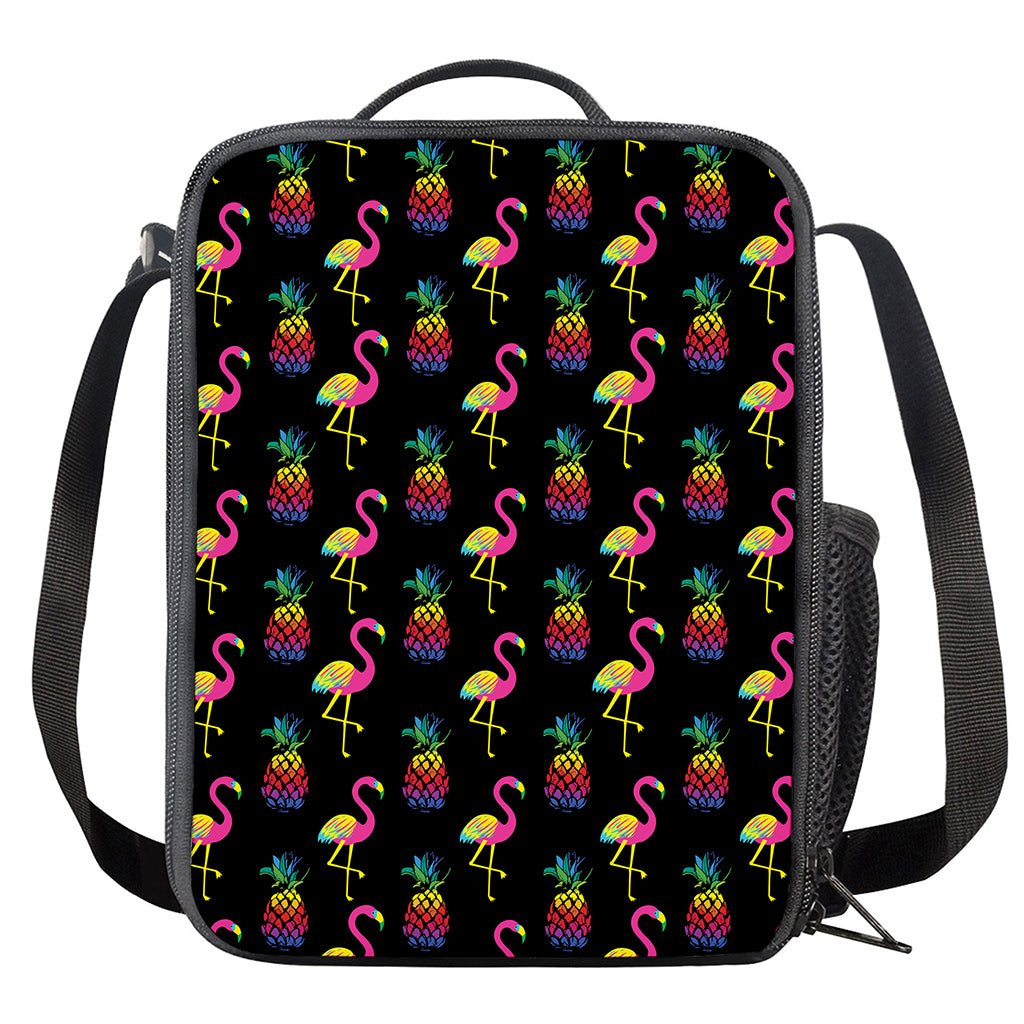 Rainbow Pineapple And Flamingo Print Crossbody Lunch Bag