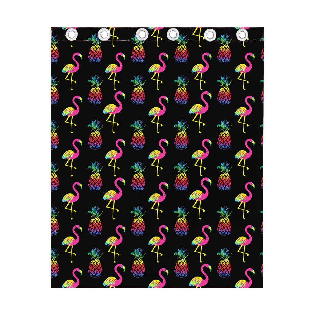 Rainbow Pineapple And Flamingo Print Curtain