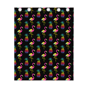 Rainbow Pineapple And Flamingo Print Curtain