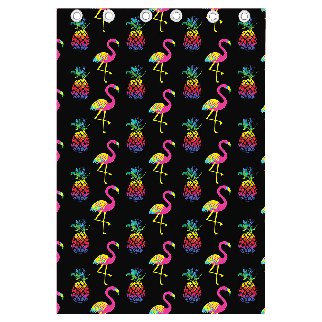 Rainbow Pineapple And Flamingo Print Curtain