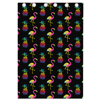 Rainbow Pineapple And Flamingo Print Curtain