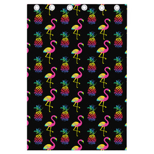 Rainbow Pineapple And Flamingo Print Curtain