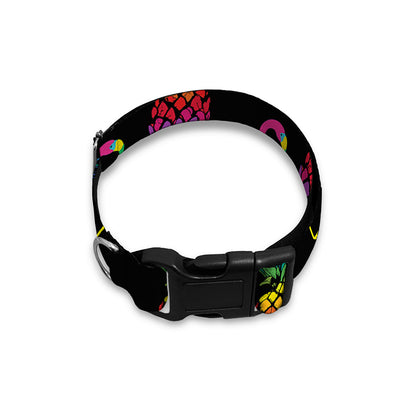 Rainbow Pineapple And Flamingo Print Dog Collar